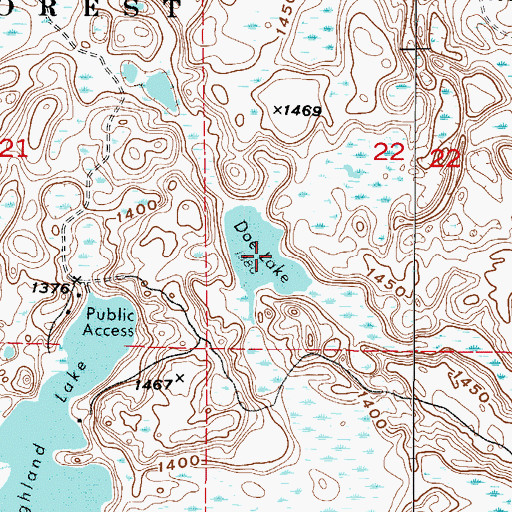 Topographic Map of Doe Lake, MN
