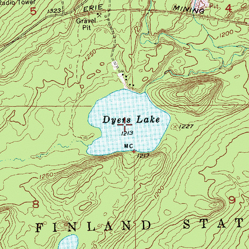 Topographic Map of Dyers Lake, MN