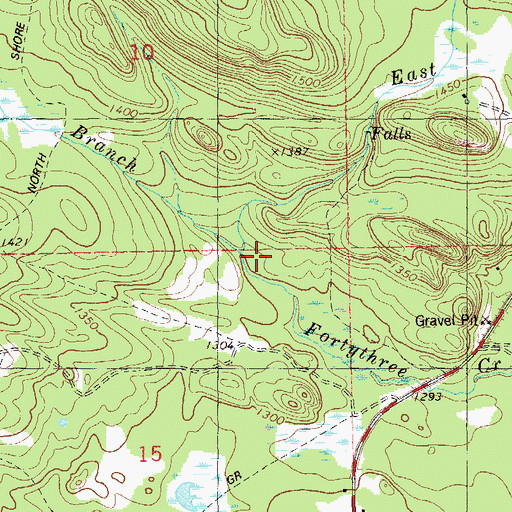 Topographic Map of East Branch Fortythree Creek, MN