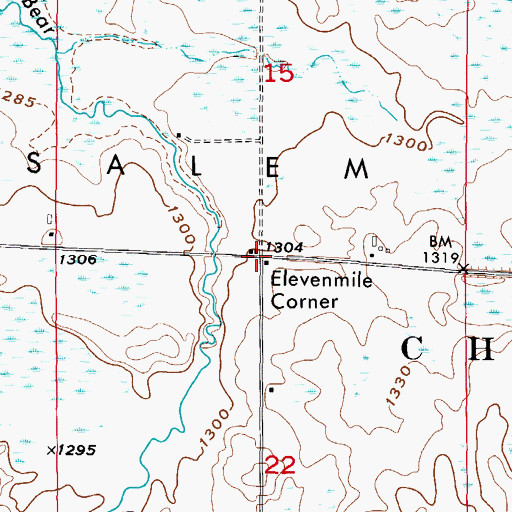 Topographic Map of Elevenmile Corner, MN
