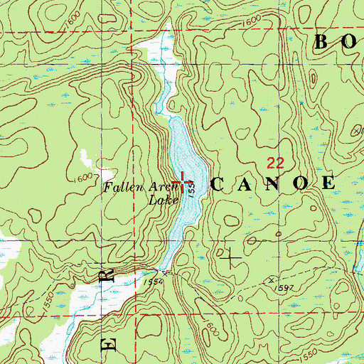 Topographic Map of Fallen Arch Lake, MN
