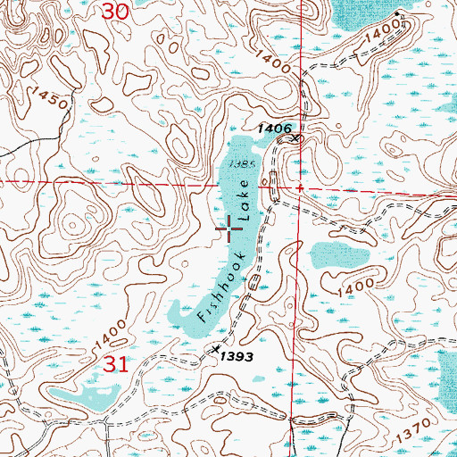 Topographic Map of Fishhook Lake, MN