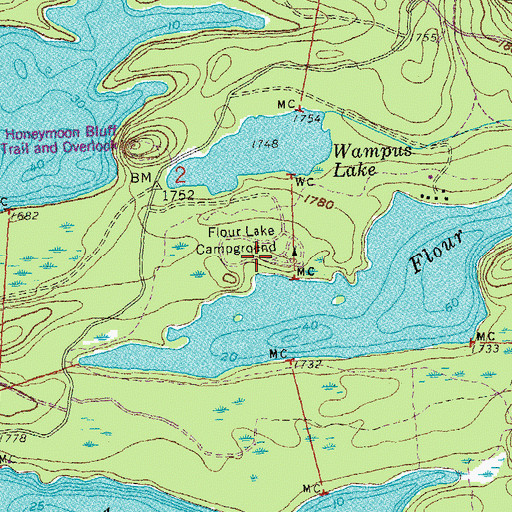 Topographic Map of Flour Lake Campground, MN