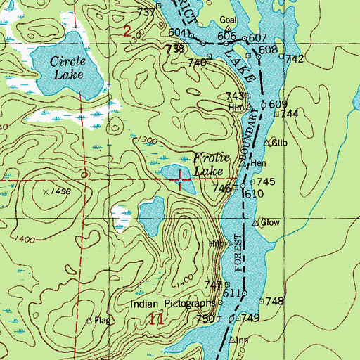 Topographic Map of Frolic Lake, MN