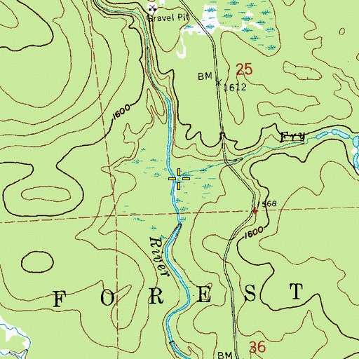 Topographic Map of Fry Creek, MN