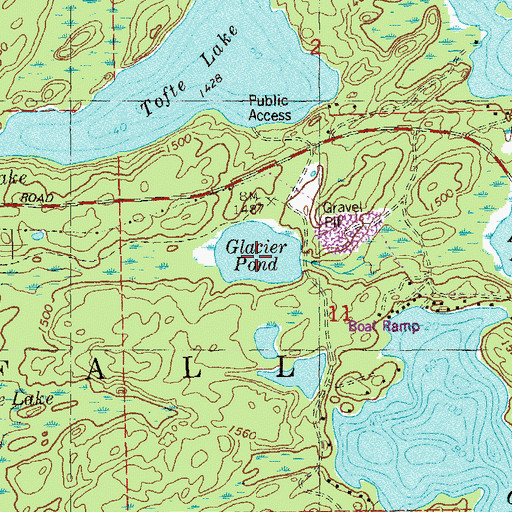 Topographic Map of Glacier Pond, MN
