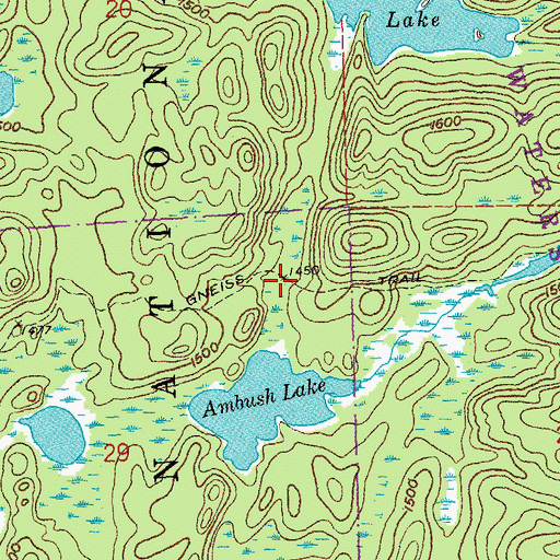 Topographic Map of Gneiss Trail, MN