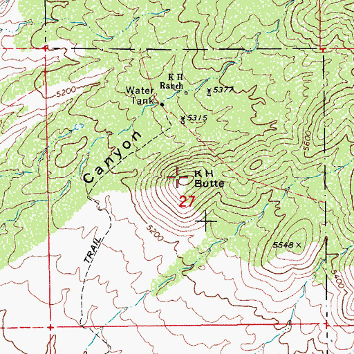 Topographic Map of K H Butte, AZ