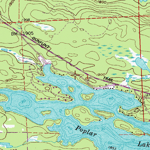 Topographic Map of Gunflint Trail, MN