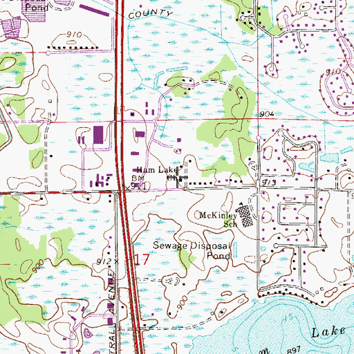 Topographic Map of Ham Lake Church, MN