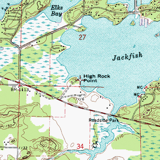 Topographic Map of High Rock Point, MN