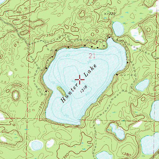 Topographic Map of Hunter Lake, MN