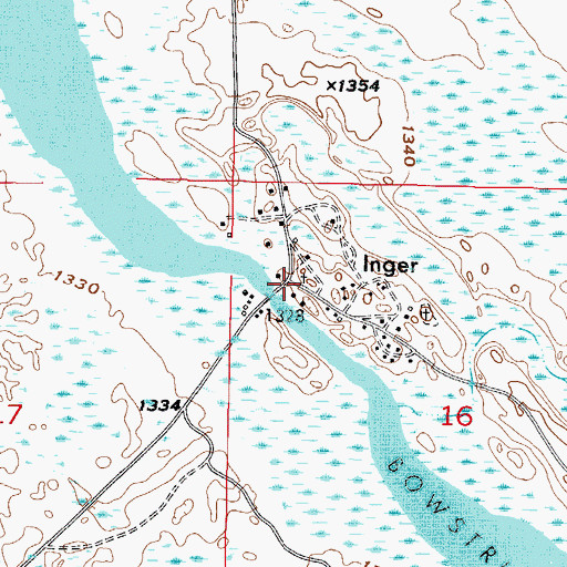 Topographic Map of Inger, MN