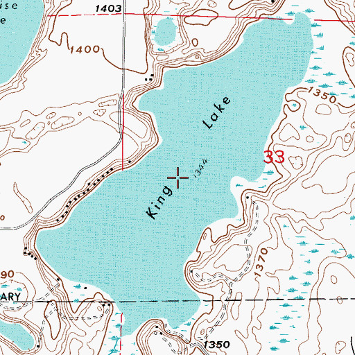 Topographic Map of King Lake, MN