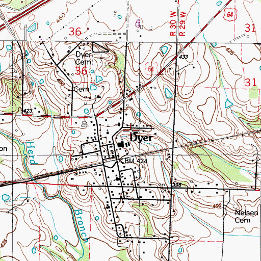 Topographic Map of Dyer School (historical), AR