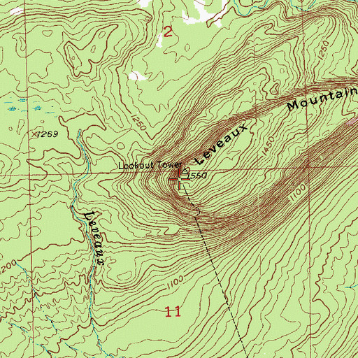 Topographic Map of Leveaux Mountain, MN