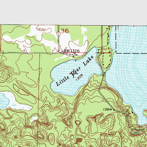 Topographic Map of Little Deer Lake, MN