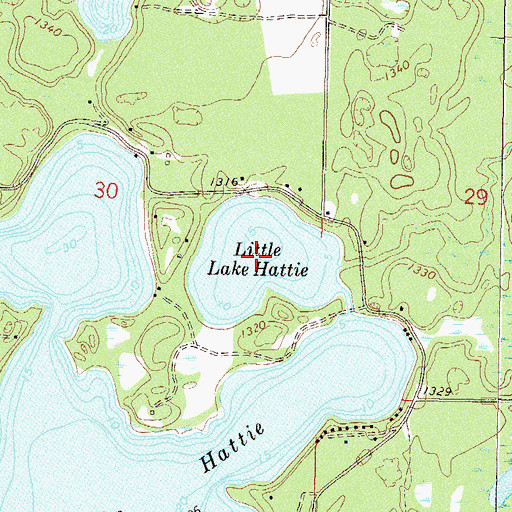 Topographic Map of Little Lake Hattie, MN