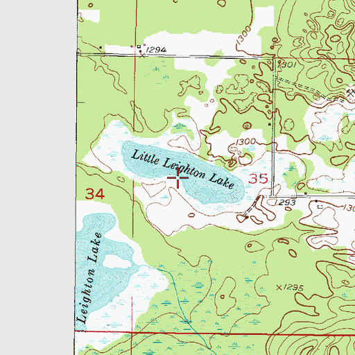Topographic Map of Little Leighton Lake, MN