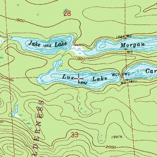 Topographic Map of Lux Lake, MN