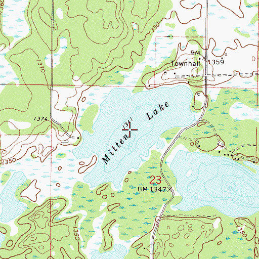 Topographic Map of Mitten Lake, MN