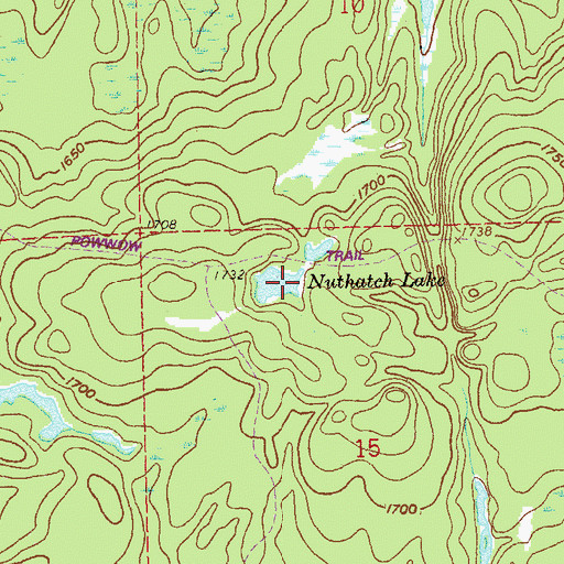 Topographic Map of Nuthatch Lake, MN