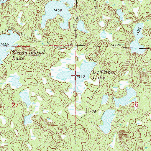 Topographic Map of Ox Camp Lake, MN