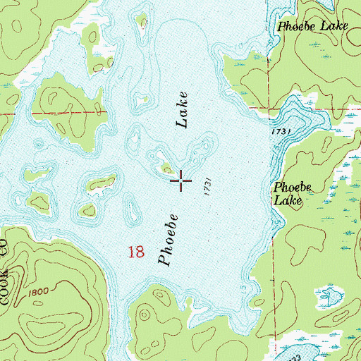 Topographic Map of Phoebe Lake, MN