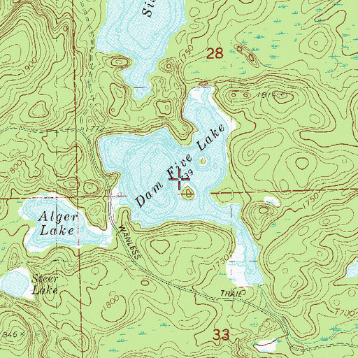 Topographic Map of Dam Five Lake, MN