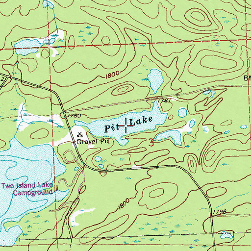 Topographic Map of Pit Lake, MN