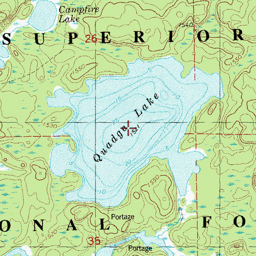 Topographic Map of Quadga Lake, MN
