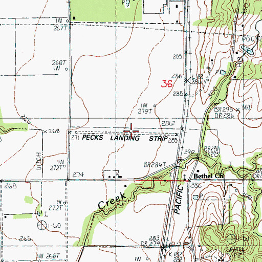 Topographic Map of Pecks Landing Strip (historical), AR