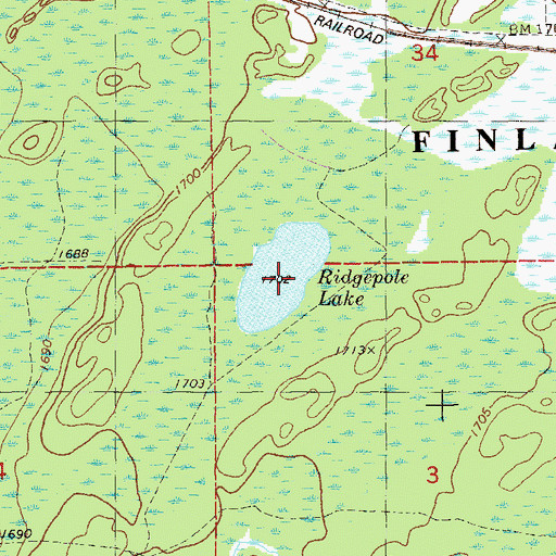 Topographic Map of Ridgepole Lake, MN