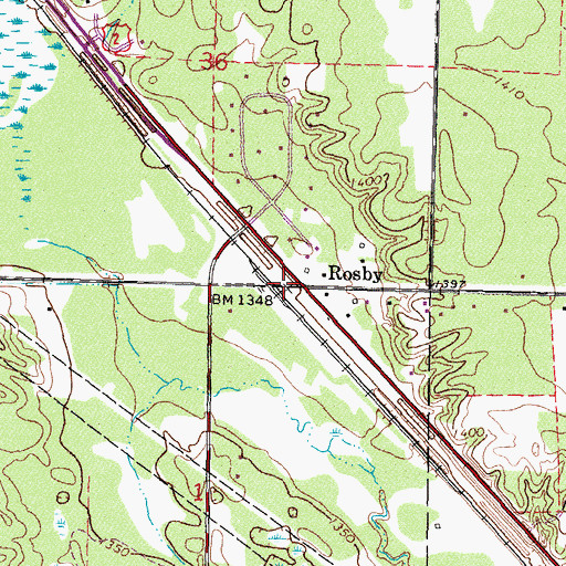 Topographic Map of Rosby, MN