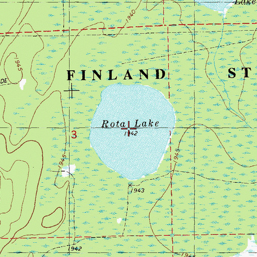 Topographic Map of Rota Lake, MN