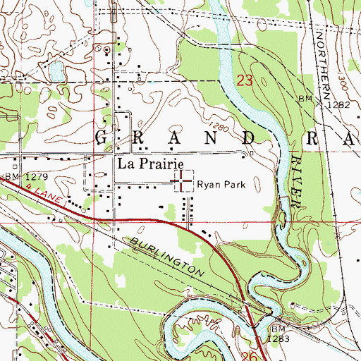 Topographic Map of Ryan Park, MN