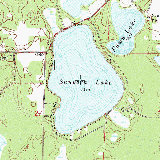 Topographic Map of Sanborn Lake, MN