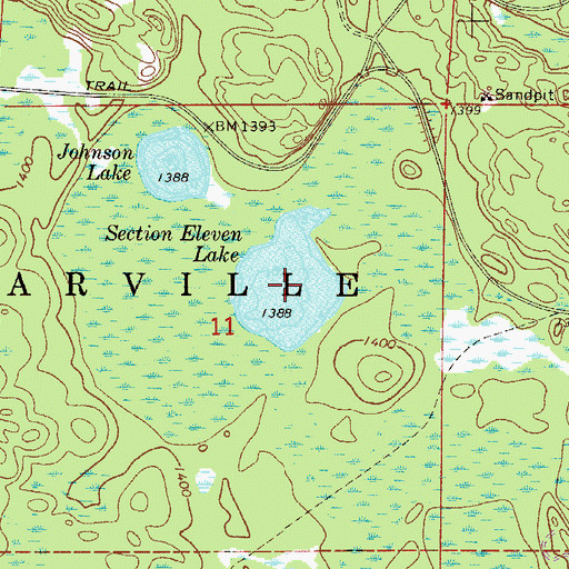 Topographic Map of Section Eleven Lake, MN