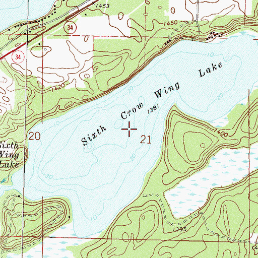 Topographic Map of Sixth Crow Wing Lake, MN