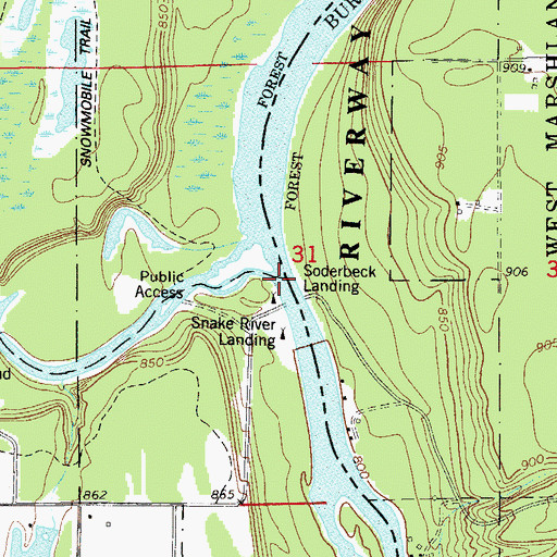 Topographic Map of Snake River, MN