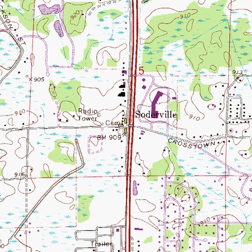 Topographic Map of Soderville, MN