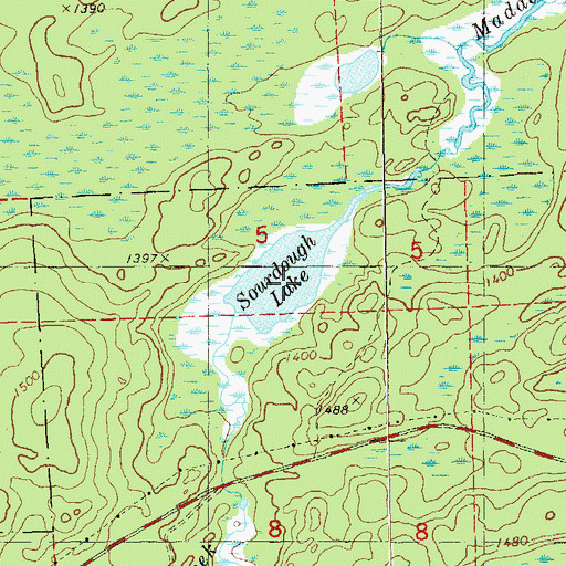 Topographic Map of Sourdough Lake, MN