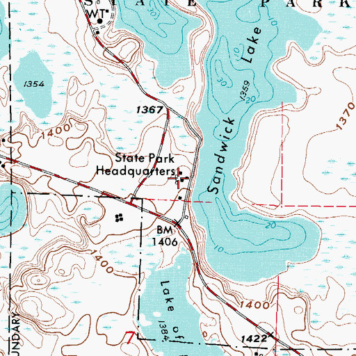 Topographic Map of State Park Headquarters, MN