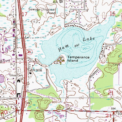 Topographic Map of Temperance Island, MN