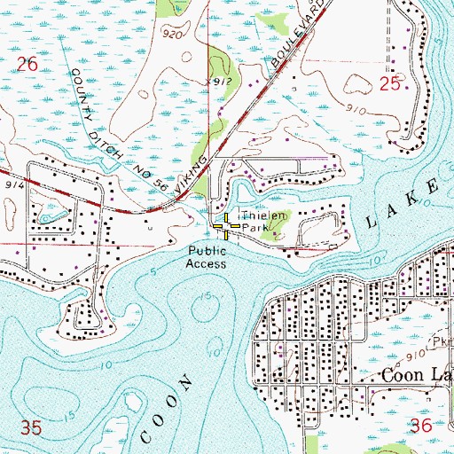 Topographic Map of Thielen Park, MN