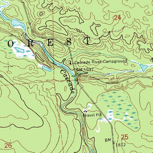 Topographic Map of Thompson Creek, MN