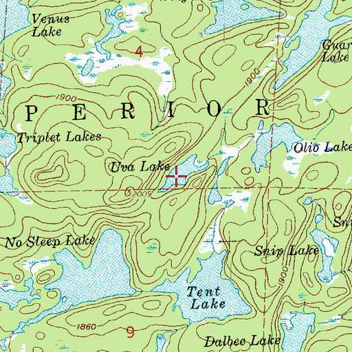Topographic Map of Uva Lake, MN
