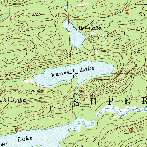 Topographic Map of Vance Lake, MN