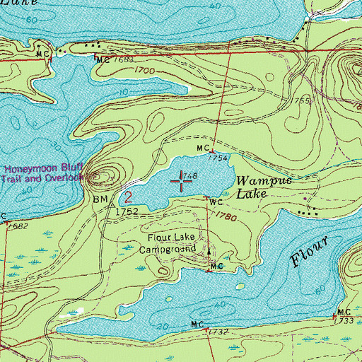 Topographic Map of Wampus Lake, MN