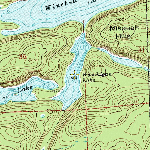 Topographic Map of Wanihigan Lake, MN